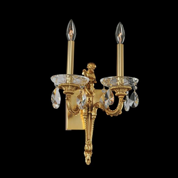 Allegri Marseille 2 Light 18 Inch Wall Sconce in Antique Brass