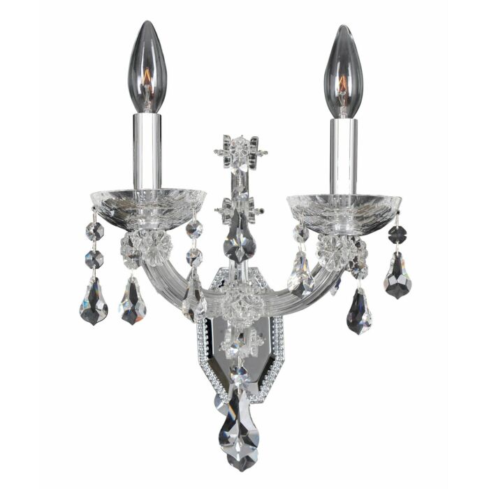 Allegri Brahms 2 Light 14 Inch Wall Sconce in Chrome