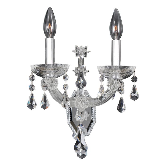 Allegri Brahms 2 Light 14 Inch Wall Sconce in Chrome