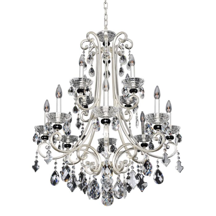 Allegri Bedetti 12 Light Modern Chandelier in Two Tone Silver