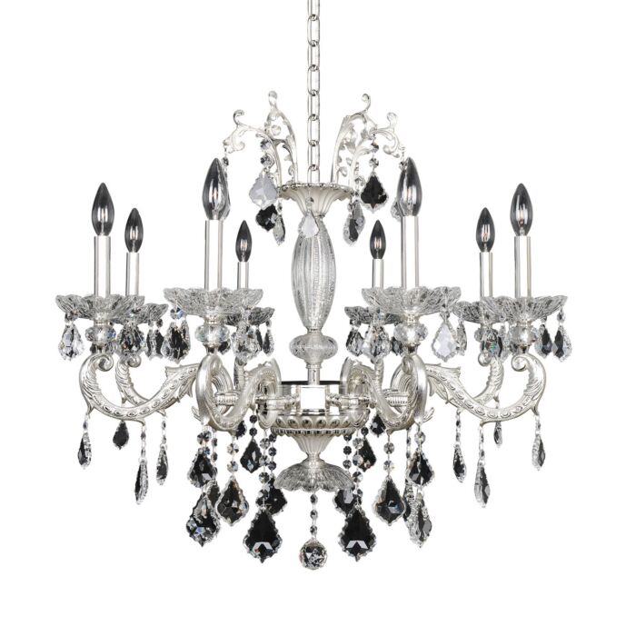 Allegri Casella 8 Light Chandelier in 2 Tone Silver w/ Firenze Crystal
