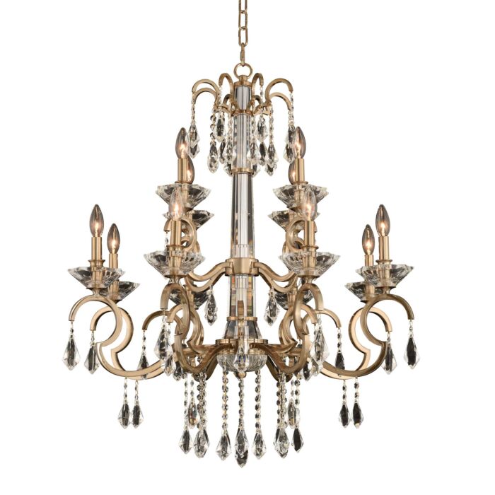 Allegri Valencia 12 Light Modern Chandelier in Brushed Champagne Gold