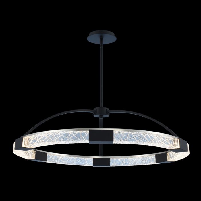 Allegri Athena 32 Inch Pendant Light in Matte Black w/ Polished Nickel