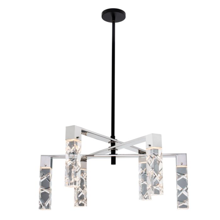 Allegri Serres Chandelier in Matte Black with Polished Nickel