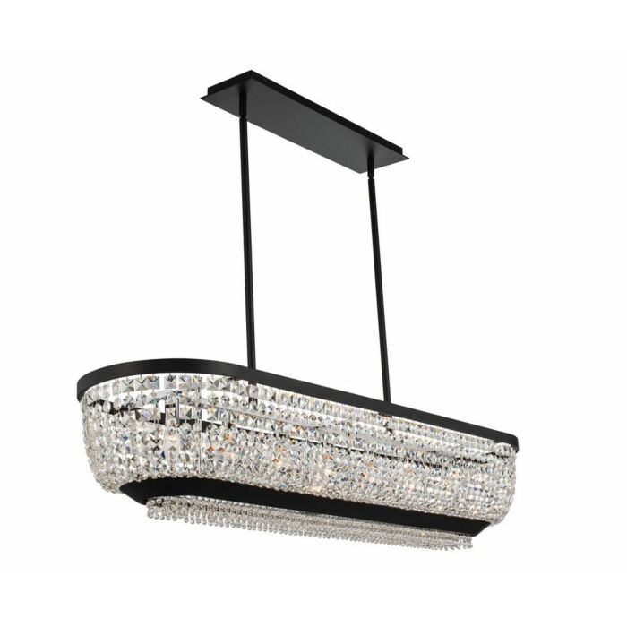 Allegri Terzo 7 Light Contemporary Chandelier in Matte Black with Polished Chrome