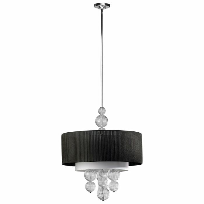Cyan Design Kravet 24 Inch 4 Light Black/White Fabric Shade Pendant in Chrome