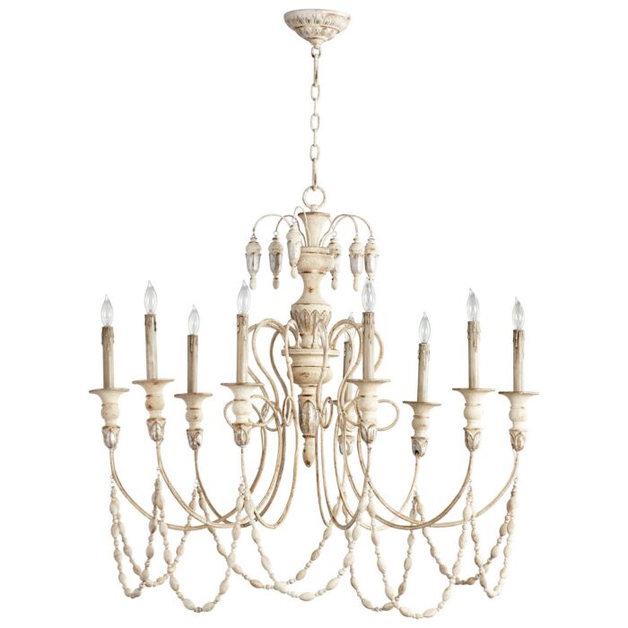 Cyan Design Florine 9 Light French Country Chandelier in Persian White And Mystic Silver