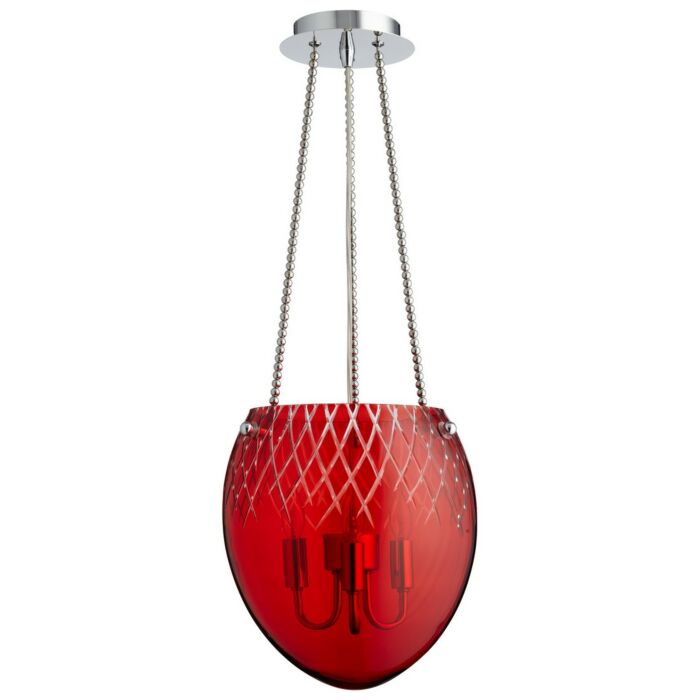 Cyan Design Spheroid 11 Inch Red Etched Glass Pendant in Chrome