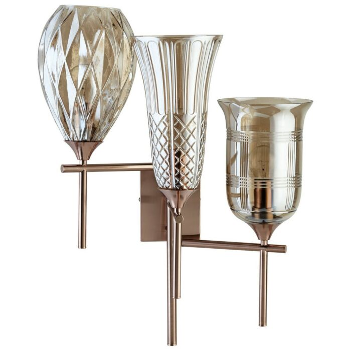 Cyan Design Darcey 27 Inch 3 Light Cognac Glass Wall Sconce in Satin Copper