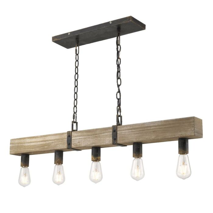 Golden Garrett 5 Light Pendant Light in Antique Black Iron