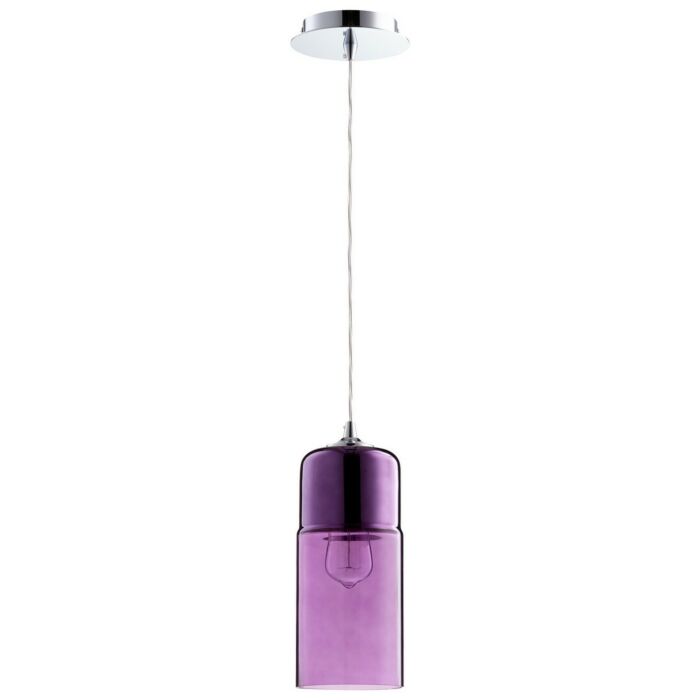 Cyan Design Berdan 14.5 Inch Purple Glass Pendant in Chrome