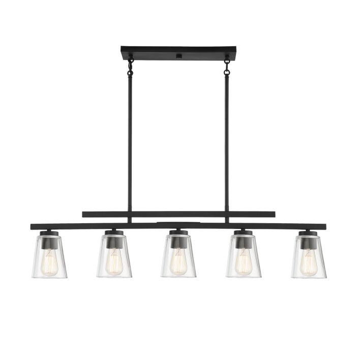 Savoy House Calhoun 5 Light Linear Chandelier in Matte Black