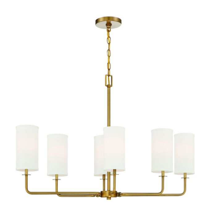 Savoy House Powell 6 Light Linear Chandelier in Warm Brass