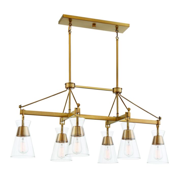 Savoy House Lakewood 6 Light Linear Chandelier in Warm Brass