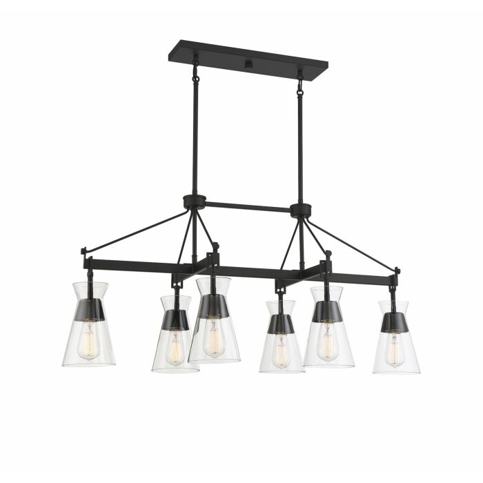 Savoy House Lakewood 6 Light Linear Chandelier in Matte Black