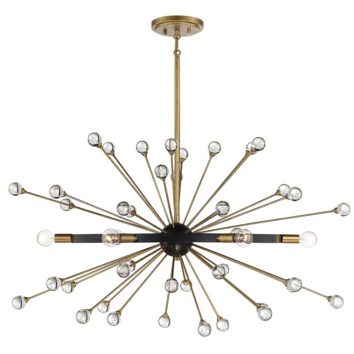 Savoy House Ariel 6 Light Oval Chandelier in Como Black with Gold Accents