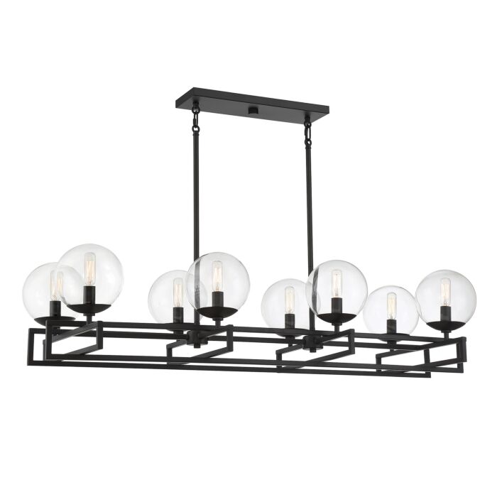 Savoy House Crosby 8 Light Linear Chandelier in Matte Black