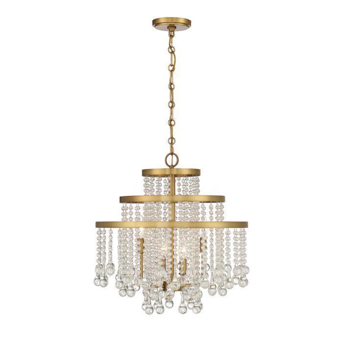 Savoy House Luna 4 Light Chandelier in Warm Brass