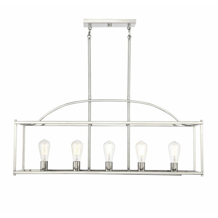 Savoy House Palladian 5 Light Linear Chandelier in Polished Nickel