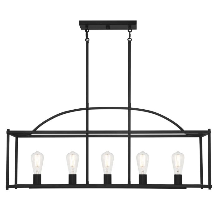 Savoy House Palladian 5 Light Linear Chandelier in Matte Black