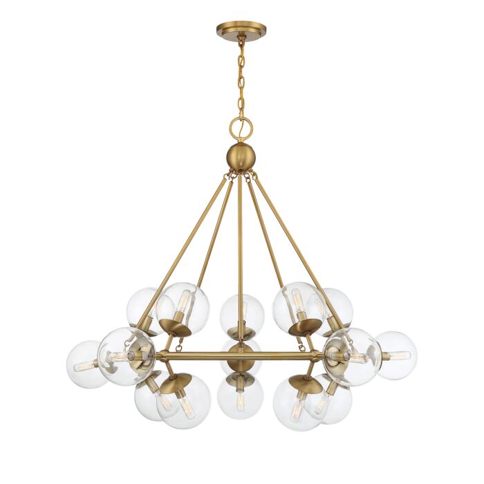 Savoy House Orion 15 Light Chandelier in Warm Brass