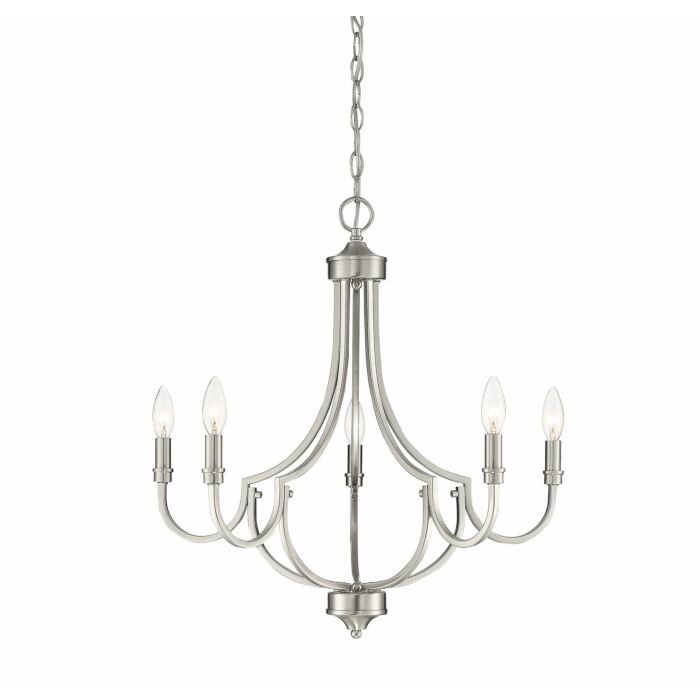 Savoy House Auburn 5 Light Chandelier in Satin Nickel