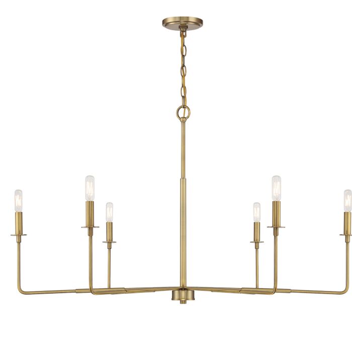Savoy House Salerno 6 Light Chandelier in Warm Brass
