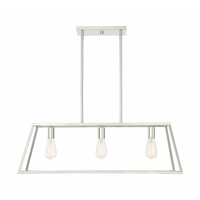 Savoy House Denton 3 Light Linear Chandelier in Polished Nickel