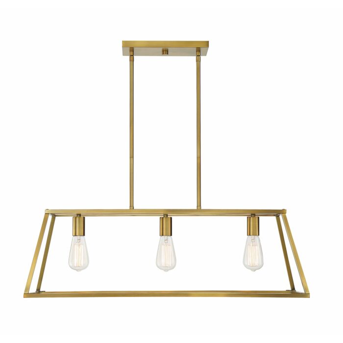 Savoy House Denton 3 Light Linear Chandelier in Warm Brass