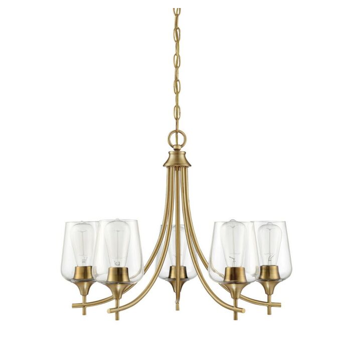 Savoy House Octave 5 Light Chandelier in Warm Brass