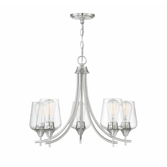 Savoy House Octave 5 Light Chandelier in Satin Nickel