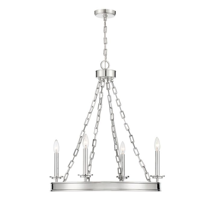 Savoy House Seville 4 Light Chandelier in Polished Nickel