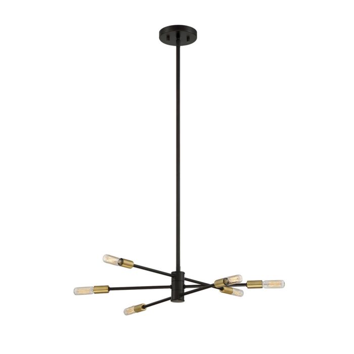 Savoy House Lyrique 6 Light Chandelier in Bronze with Brass Accents