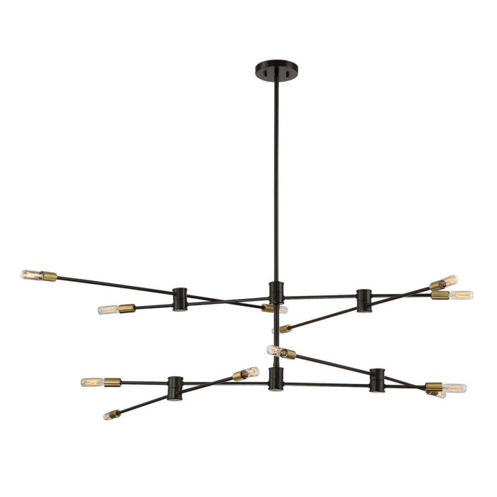 Savoy House Lyrique 12 Light Chandelier in Bronze with Brass Accents