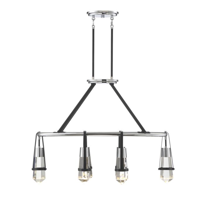 Savoy House Denali 6 Light LED Linear Chandelier in Matte Black with Polished Chrome Accents