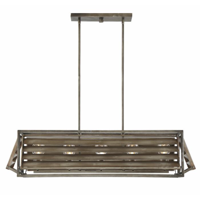 Savoy House Hartberg 5 Light Outdoor Linear Chandelier in Aged Driftwood
