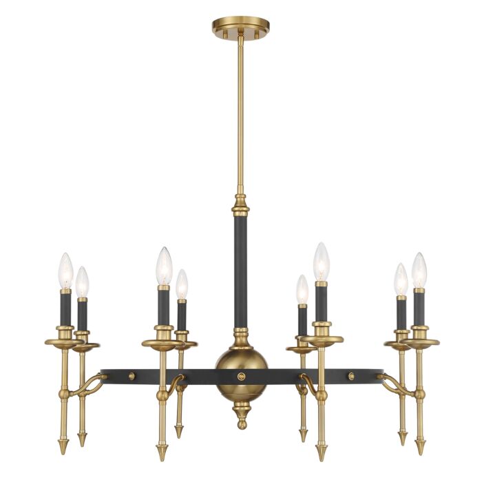 Consulate 8-Light Chandelier in Matte Black and Warm Brass