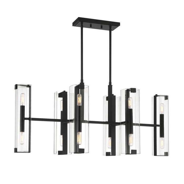 Savoy House Winfield 12 Light Linear Chandelier in Matte Black