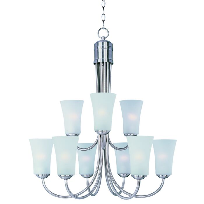 Maxim Lighting Logan 28.5 Inch 9 Light Multi Tier Chandelier in Satin Nickel