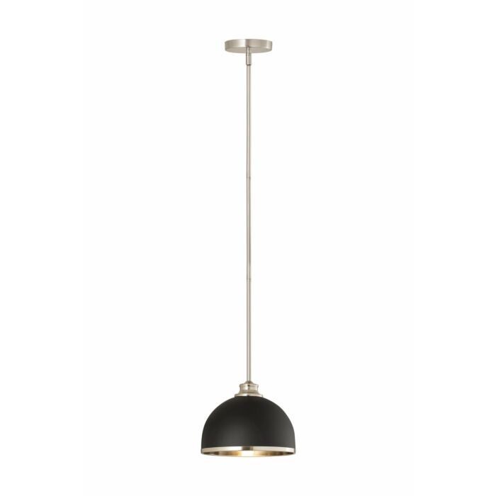 Z Lite Landry 1 Light Pendant Light In Matte Black With Brushed Nickel