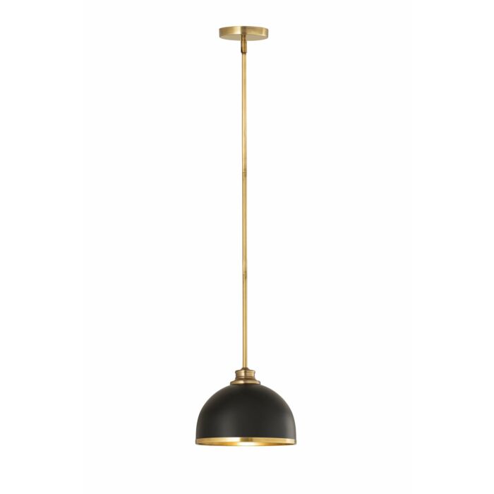 Z Lite Landry 1 Light Pendant Light In Matte Black With Rubbed Brass