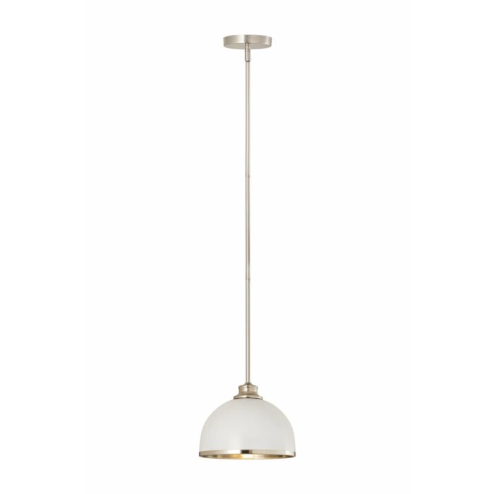 Z Lite Landry 1 Light Pendant Light In Matte White With Brushed Nickel