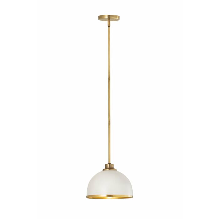 Z Lite Landry 1 Light Pendant Light In Matte White With Rubbed Brass