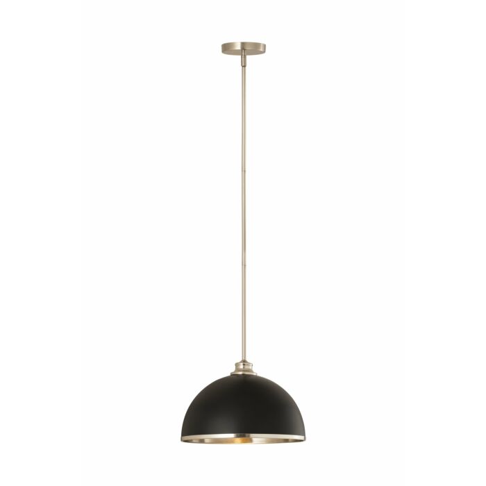 Z Lite Landry 1 Light Pendant Light In Matte Black With Brushed Nickel