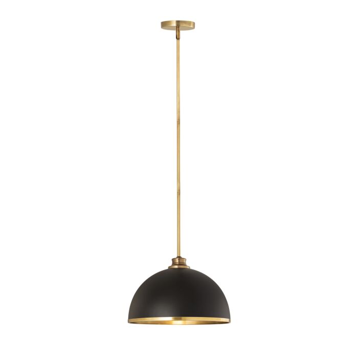 Z Lite Landry 1 Light Pendant Light In Matte Black With Rubbed Brass