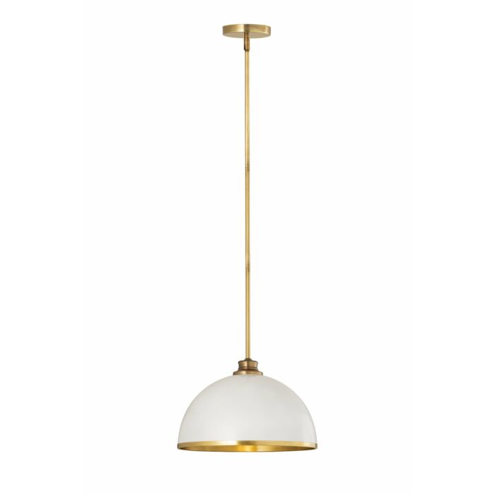 Z Lite Landry 1 Light Pendant Light In Matte White With Rubbed Brass