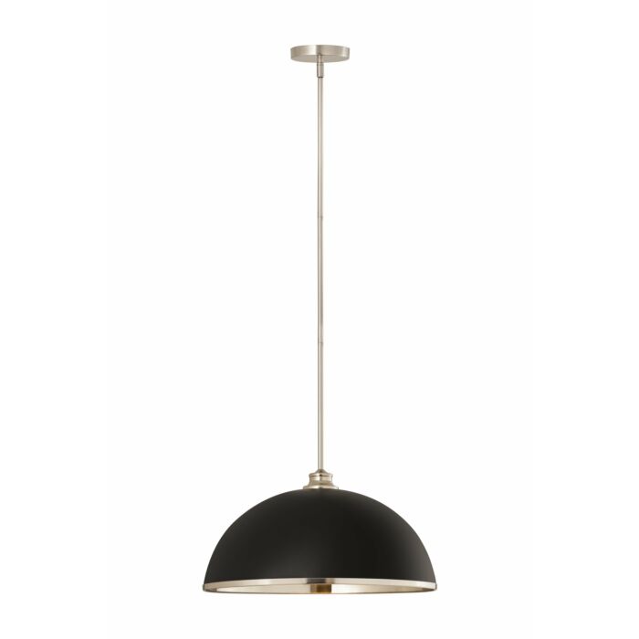 Z Lite Landry 1 Light Pendant Light In Matte Black With Brushed Nickel