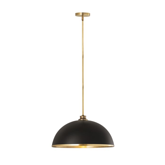 Z Lite Landry 1 Light Pendant Light In Matte Black With Rubbed Brass