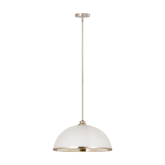 Z Lite Landry 1 Light Pendant Light In Matte White With Brushed Nickel