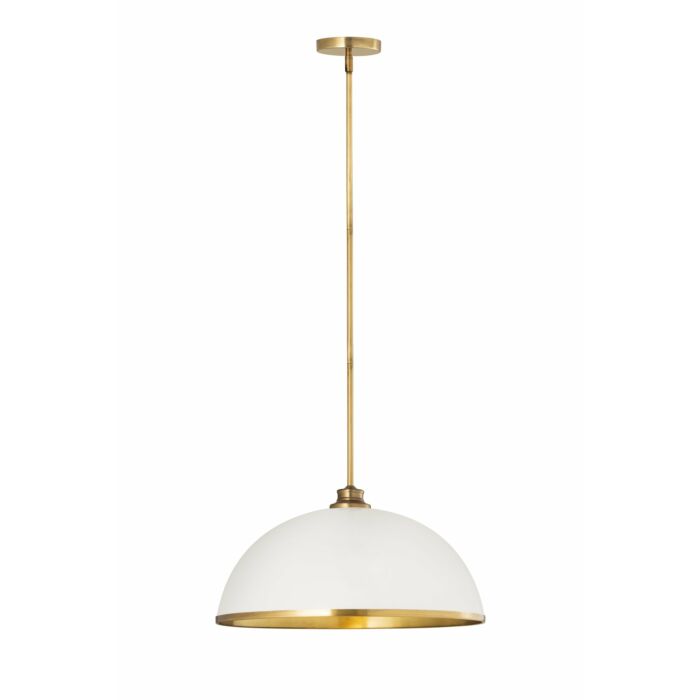 Z Lite Landry 1 Light Pendant Light In Matte White With Rubbed Brass